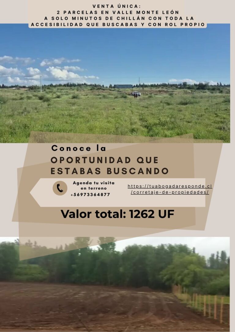 Venta Única: 2 Parcelas en Valle Monte León a solo minutos de Chillán con toda la accesibilidad que buscabas y con Rol Propio