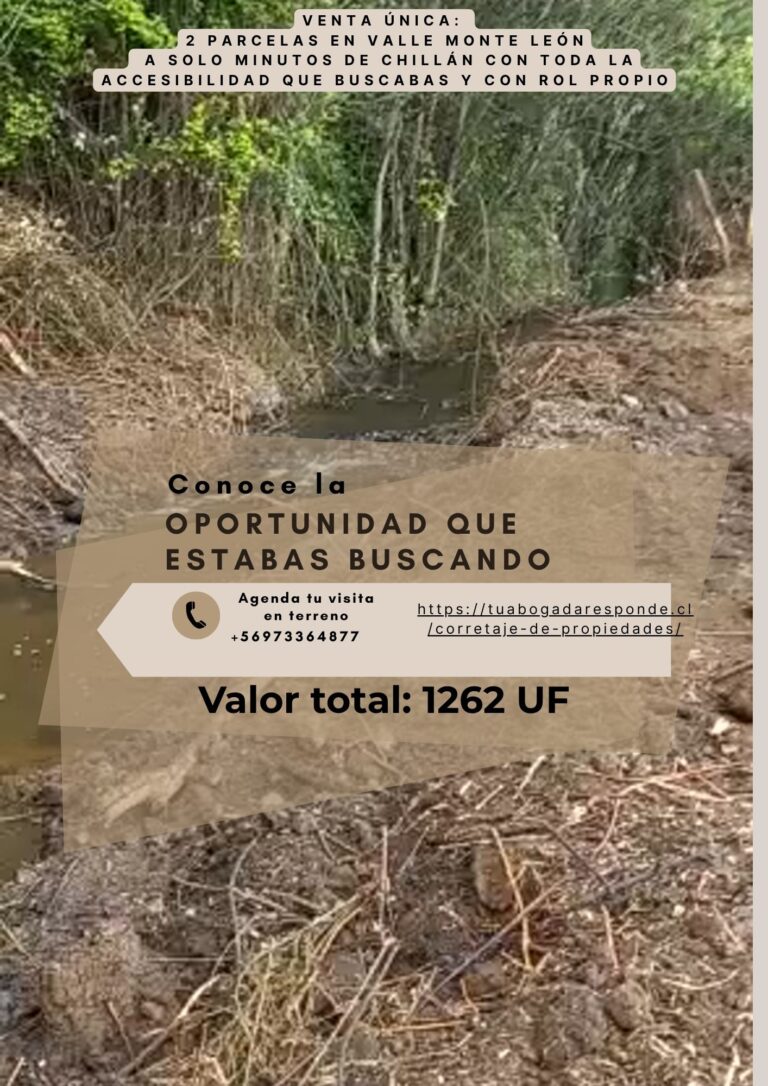 Venta Única: 2 Parcelas en Valle Monte León a solo minutos de Chillán con toda la accesibilidad que buscabas y con Rol Propio